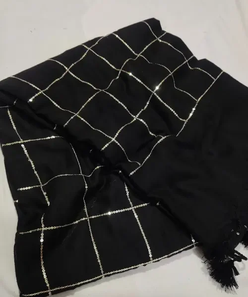 Black Khadi saree with sequins