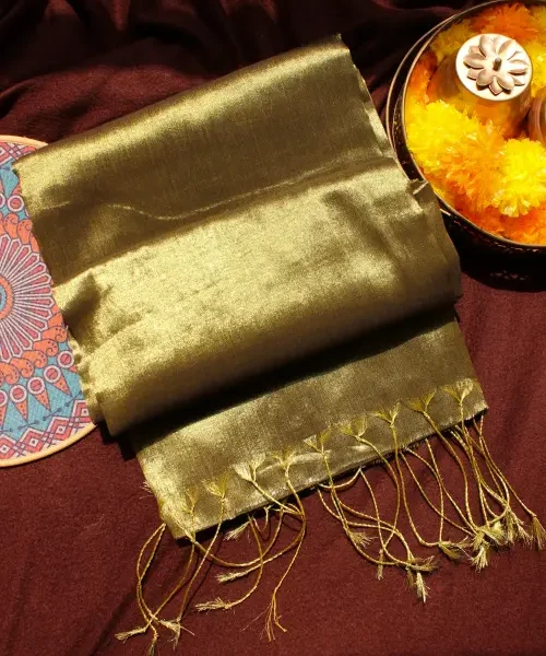 Mehndi green Tissue silk saree