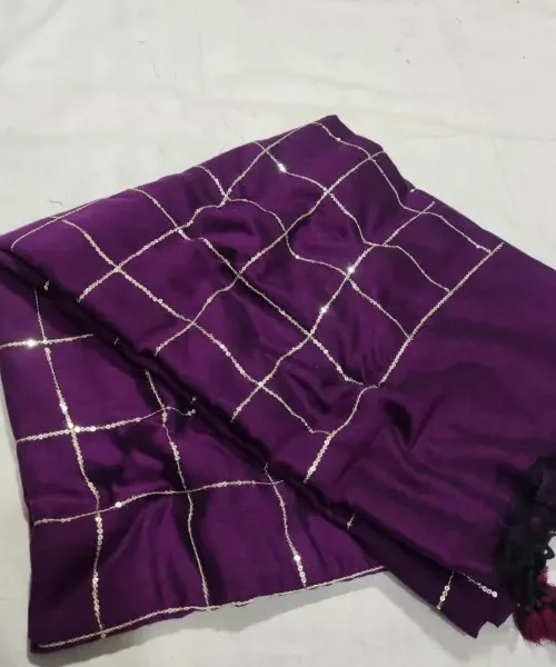 Purple Khadi saree with sequins