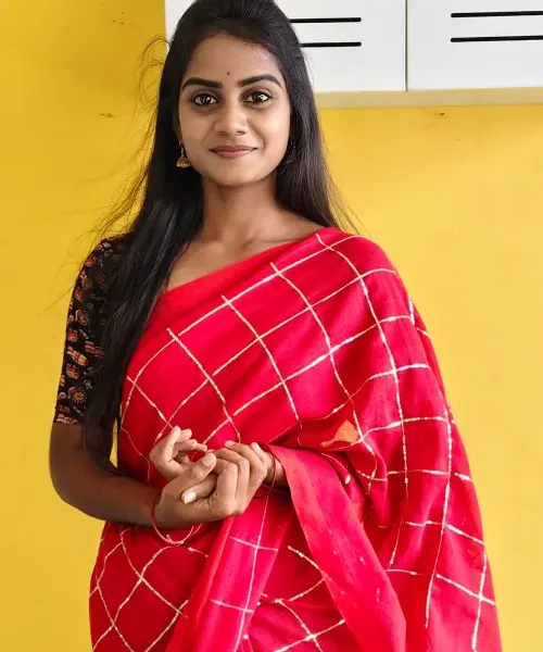 Red Khadi saree with sequins