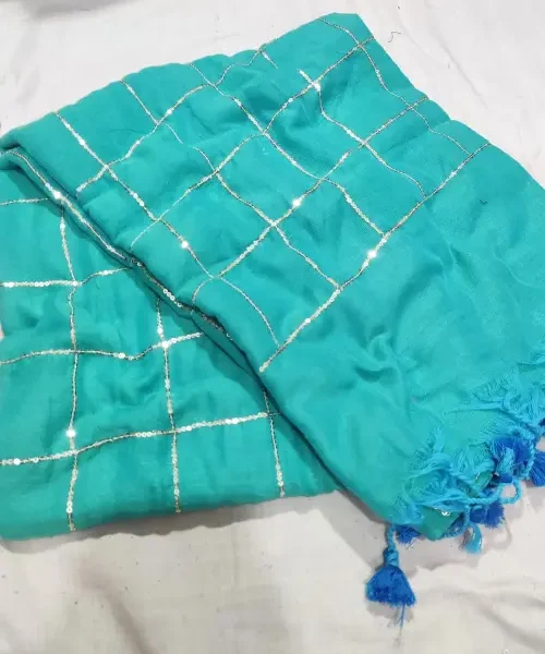 Blue Khadi saree with sequins