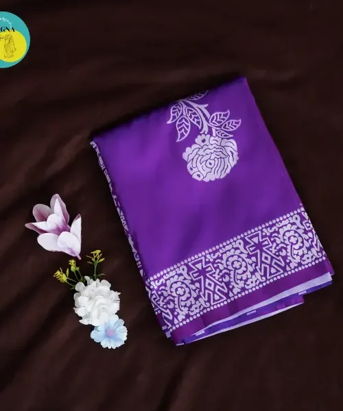 Blue soft silk saree with Resham thread work rich pallu