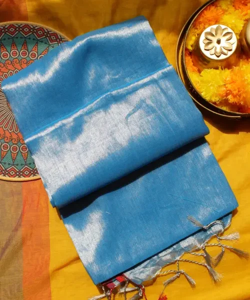 Corn flower Blue Tissue silk