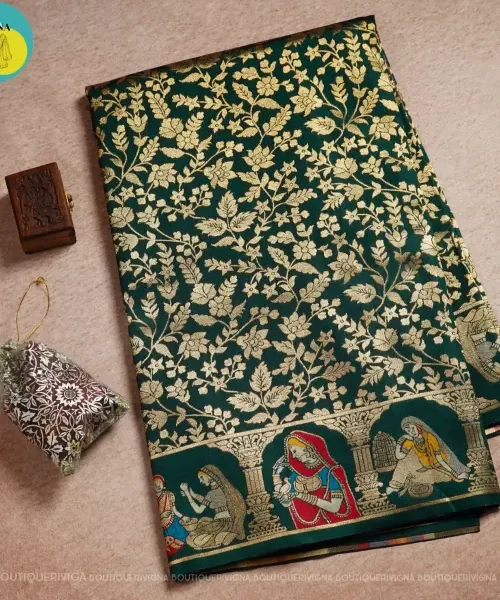 Green Pashmina silk saree