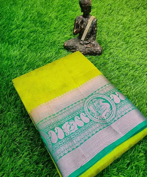 Brasso sarees - Mehandi green with green border